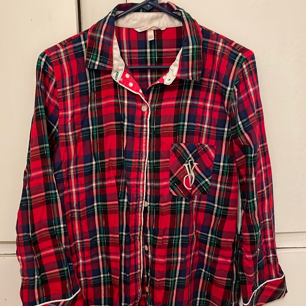 Victoria’s Secret plaid button up sleep shirt